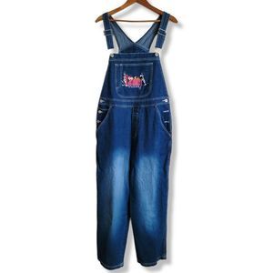 Vintage Looney Tunes Bugs Taz Tweety Sylvester denim overalls size L